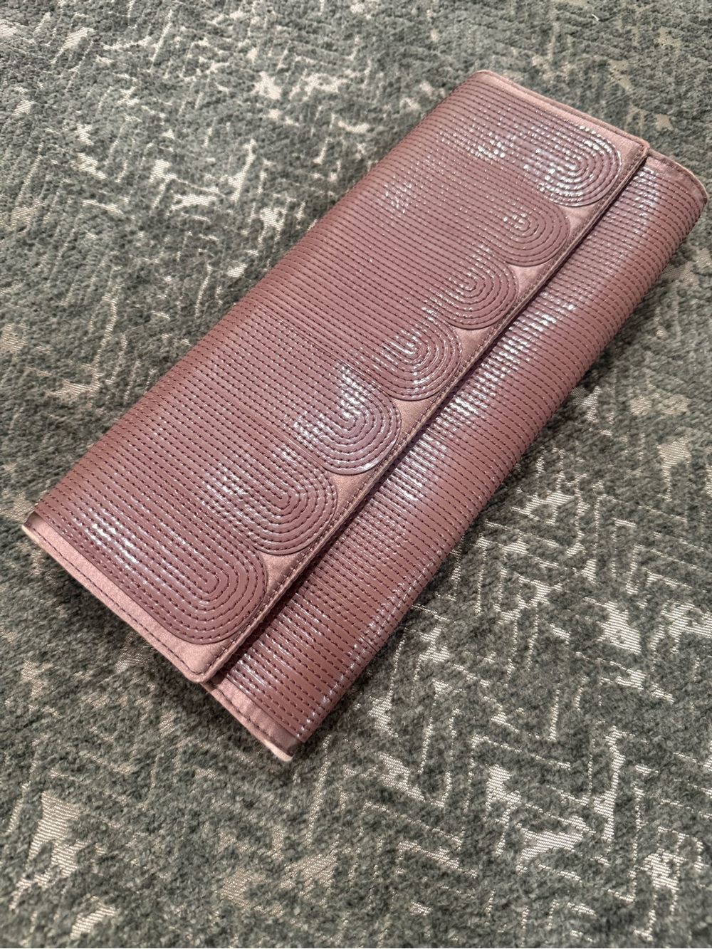 Cole Haan Patent Leather Scalloped Clutch / Mauve